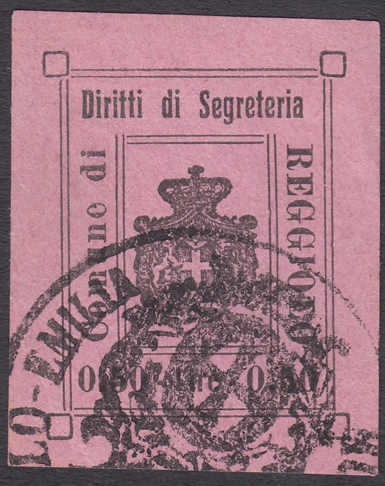 Marca da Bollo del Comune di REGGIOLO su Carta Colorata di dimensioni 25 x 32 mm