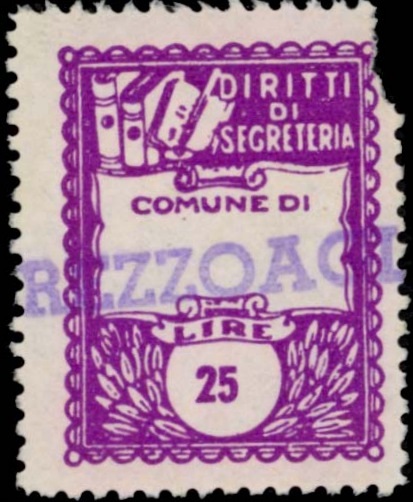 Marca da Bollo del Comune di REZZOAGLIO su Carta Bianca di dimensioni 22 x 29 mm