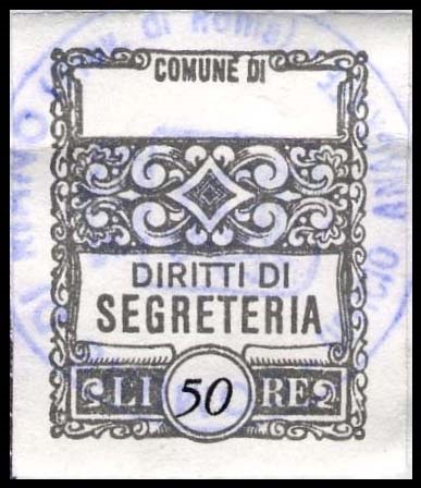 Marca da Bollo del Comune di RIANO su Carta Bianca di dimensioni mm