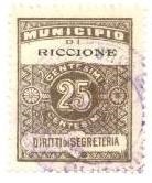 Marca da Bollo del Comune di RICCIONE su Carta Bianca Sottile di dimensioni 24 x 30,5 mm