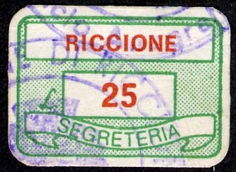 Marca da Bollo del Comune di RICCIONE su Carta Bianca di dimensioni 20,5 x 13,5 mm