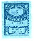 Marca da Bollo del Comune di RIESI su Carta Bianca di dimensioni 22 x 28 mm