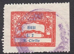 Marca da Bollo del Comune di RIESI su Carta Bianca di dimensioni 28 X 22 mm