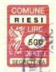 Marca da Bollo del Comune di RIESI su Carta Bianca di dimensioni 14,5 x 21 mm