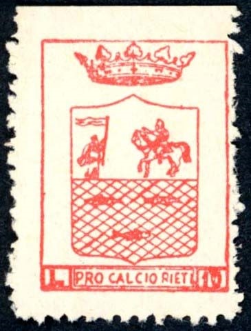 Marca da Bollo del Comune di RIETI su Carta Bianca di dimensioni 19 x 29 mm