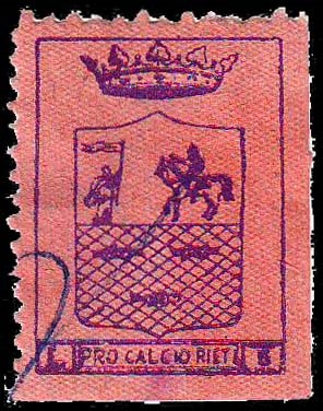Marca da Bollo del Comune di RIETI su Carta Colorata di dimensioni 19 x 25 mm