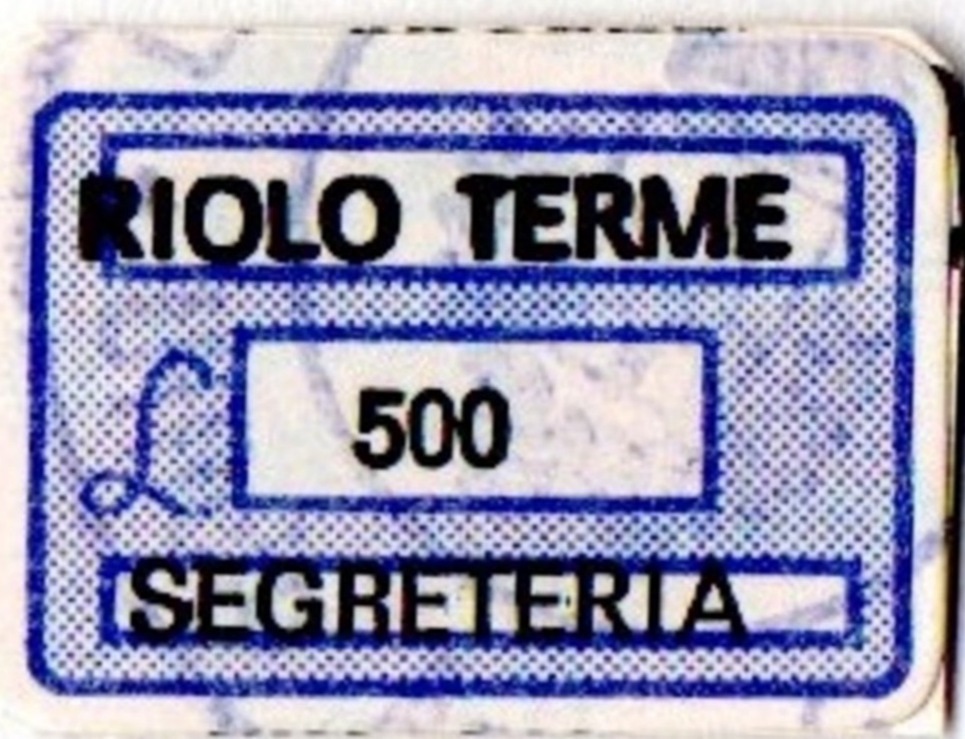 Marca da Bollo del Comune di RIOLO TERME su Carta Bianca di dimensioni 21 x 14,5 mm