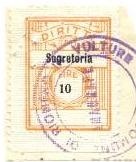 Marca da Bollo del Comune di RIONERO IN VULTURE su Carta Bianca di dimensioni 20,5 x 28 mm