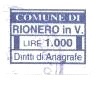Marca da Bollo del Comune di RIONERO IN VULTURE su Carta Bianca di dimensioni 18,5 x 14 mm