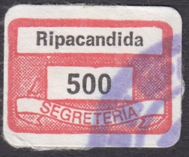 Marca da Bollo del Comune di RIPACANDIDA su Carta Bianca di dimensioni 19,5 x 13,5 mm