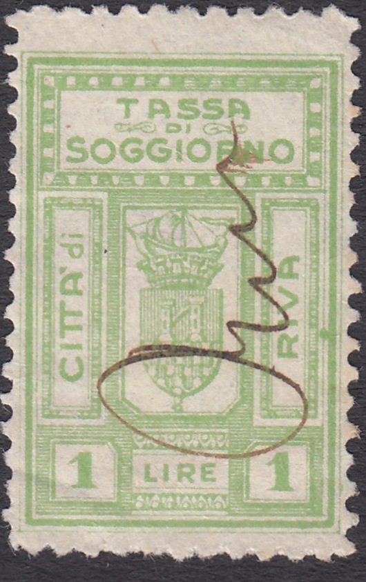 Marca da Bollo del Comune di RIVA DEL GARDA su di dimensioni 19 x 28 mm