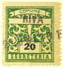 Marca da Bollo del Comune di RIVA DEL GARDA su Carta Bianca di dimensioni 23 x 27 mm