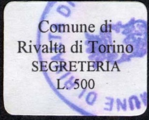 Marca da Bollo del Comune di RIVALTA DI TORINO su di dimensioni 20,5 x 16,5 mm