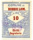 Marca da Bollo del Comune di ROBECCO SUL NAVIGLIO su Carta Bianca Sottile di dimensioni 22 x 28,5 mm