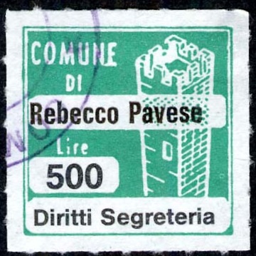 Marca da Bollo del Comune di ROBECCO PAVESE su Carta Bianca di dimensioni 20 x 20 mm