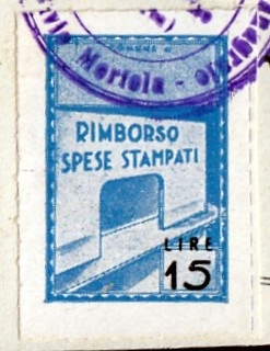 Marca da Bollo del Comune di ROCCA D´ARAZZO su Carta Bianca di dimensioni 19 x 28,5 mm