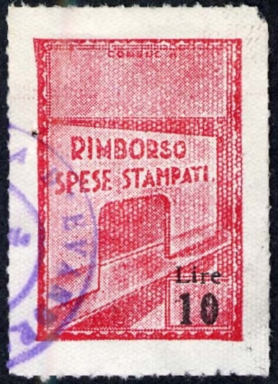 Marca da Bollo del Comune di ROCCA D´EVANDRO su Carta Bianca di dimensioni 25,5 x 36 mm