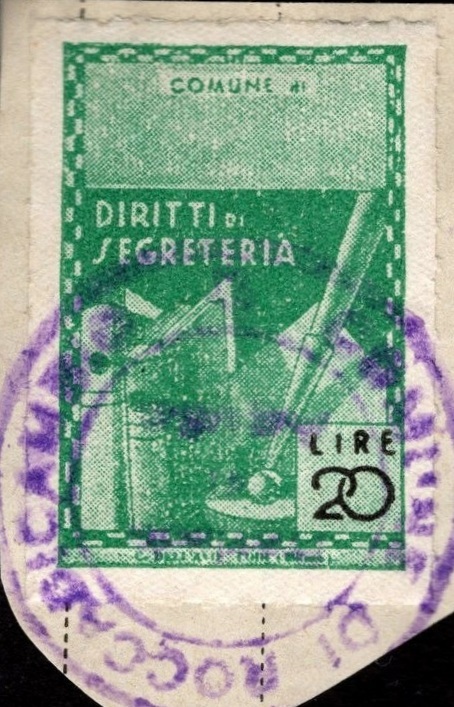Marca da Bollo del Comune di ROCCA DI CAMBIO su di dimensioni 21 x 32,5 mm