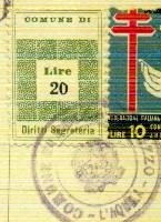 Marca da Bollo del Comune di ROCCA DI MEZZO su Carta Bianca di dimensioni 19,5 x 28,5 mm