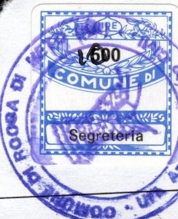 Marca da Bollo del Comune di ROCCA DI MEZZO su Carta Bianca Sottile di dimensioni 20 x 20 mm