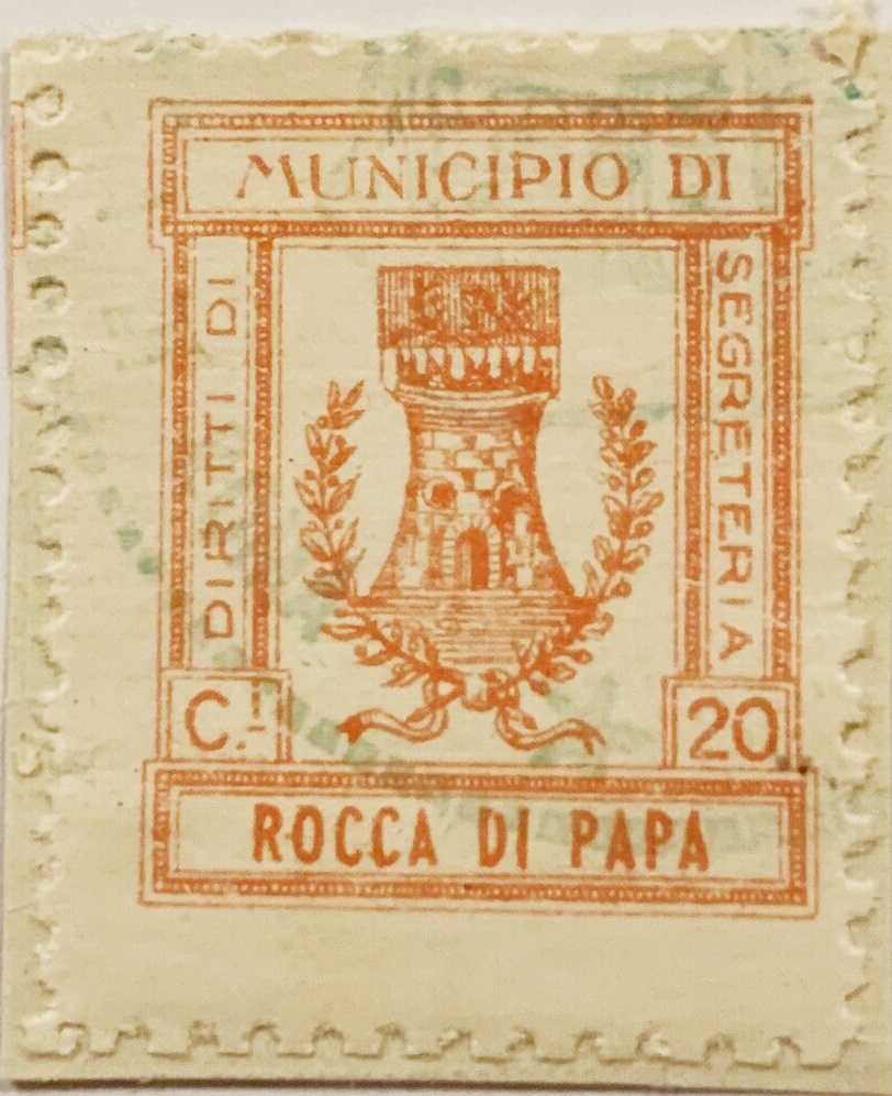 Marca da Bollo del Comune di ROCCA DI PAPA su Carta Bianca di dimensioni mm