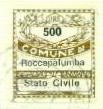 Marca da Bollo del Comune di ROCCAPALUMBA su Carta Bianca di dimensioni 19 x 21 mm