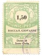 Marca da Bollo del Comune di ROCCA SAN GIOVANNI su Carta Bianca di dimensioni 28 x 36,5 mm