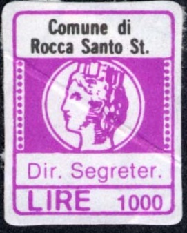 Marca da Bollo del Comune di ROCCA SANTO STEFANO su Carta Bianca di dimensioni 15,5 x 20 mm
