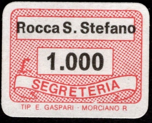 Marca da Bollo del Comune di ROCCA SANTO STEFANO su Carta Bianca di dimensioni 20 x 14 mm