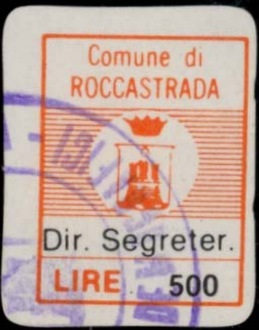 Marca da Bollo del Comune di ROCCASTRADA su Carta Bianca di dimensioni 16 x 20 mm
