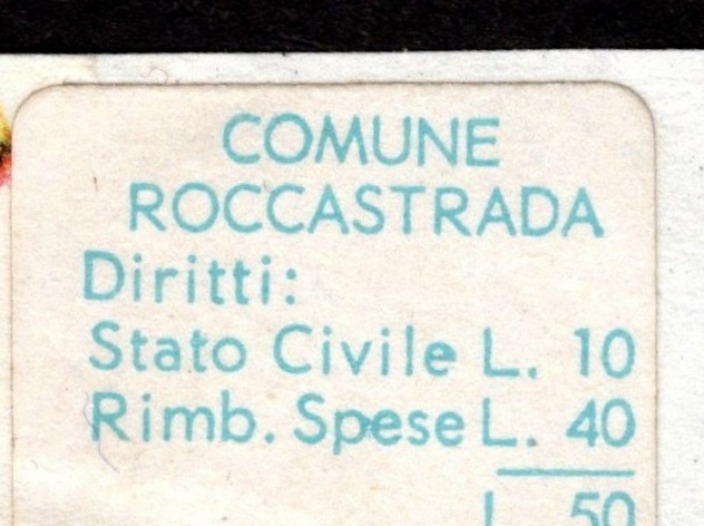 Marca da Bollo del Comune di ROCCASTRADA su Carta Bianca di dimensioni 20 x 20 mm