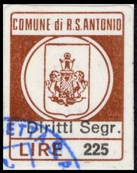 Marca da Bollo del Comune di ROCCHETTA SANT´ANTONIO su Carta Bianca di dimensioni 15,5 x 20 mm