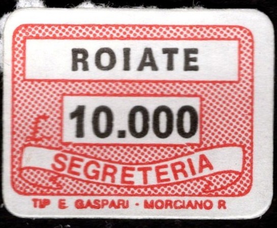 Marca da Bollo del Comune di ROIATE su Carta Bianca di dimensioni 19 x 13 mm