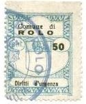 Marca da Bollo del Comune di ROLO su di dimensioni 24,5 x 30,5 mm