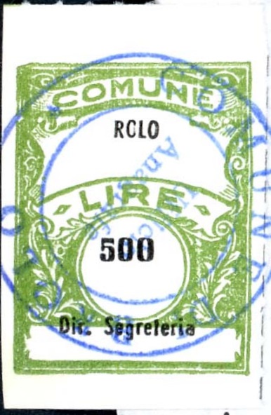 Marca da Bollo del Comune di ROLO su di dimensioni 22 x 29,5 mm