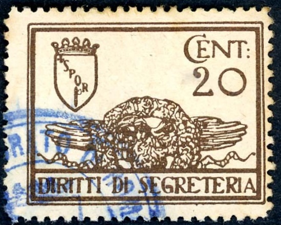 Marca da Bollo del Comune di ROMA su Carta Bianca di dimensioni 31,5 x 24,5 mm