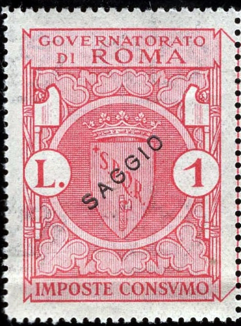 Marca da Bollo del Comune di ROMA su Carta Bianca di dimensioni 28 x 38 mm