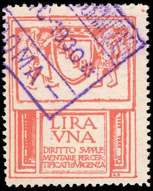 Marca da Bollo del Comune di ROMA su Carta Bianca di dimensioni 29,5 x 38 mm