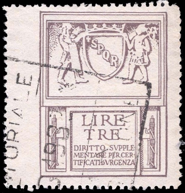 Marca da Bollo del Comune di ROMA su Carta Bianca di dimensioni 29,5 x 38 mm