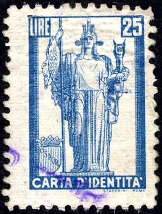 Marca da Bollo del Comune di ROMA su Carta Bianca di dimensioni 25,5 x 38,5 mm