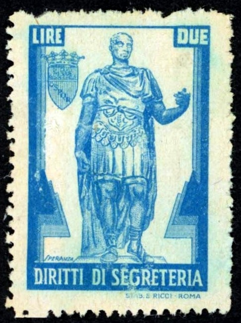Marca da Bollo del Comune di ROMA su Carta Bianca Sottile di dimensioni 25 x 38 mm