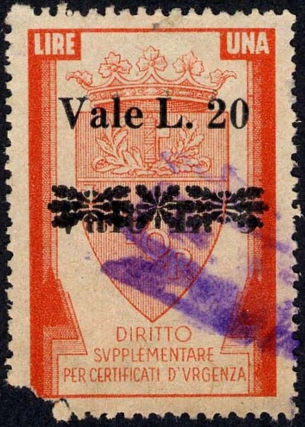 Marca da Bollo del Comune di ROMA su Carta Bianca di dimensioni 25 x38,5 mm