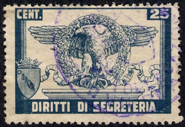 Marca da Bollo del Comune di ROMA su Carta Bianca di dimensioni 37 x 25 mm