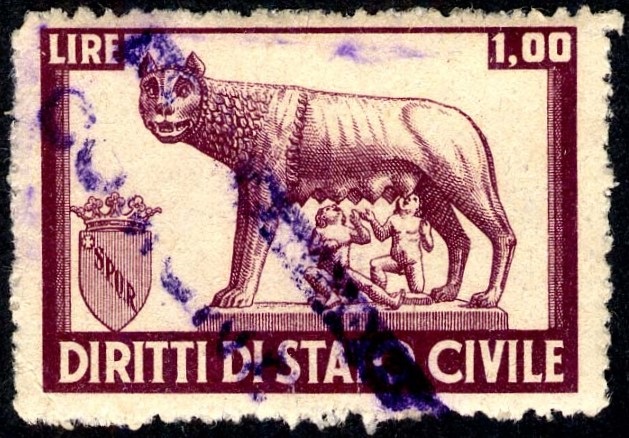 Marca da Bollo del Comune di ROMA su Carta Bianca di dimensioni 37,5 x 26 mm