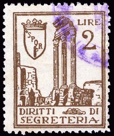 Marca da Bollo del Comune di ROMA su Carta Bianca Sottile di dimensioni 25 x 30,5 mm