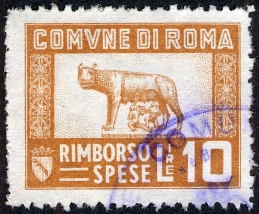 Marca da Bollo del Comune di ROMA su Carta Bianca di dimensioni 31 x 22 mm