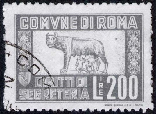 Marca da Bollo del Comune di ROMA su Carta Bianca di dimensioni 31 x 22 mm