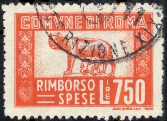 Marca da Bollo del Comune di ROMA su Carta Bianca di dimensioni 31 x 22 mm