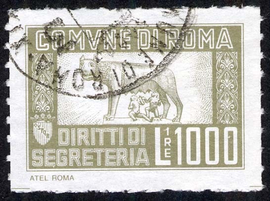 Marca da Bollo del Comune di ROMA su Carta Bianca di dimensioni 31 x 22 mm