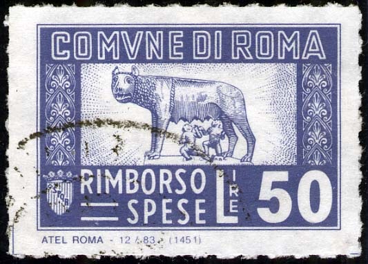 Marca da Bollo del Comune di ROMA su Carta Bianca di dimensioni 31 x 22 mm